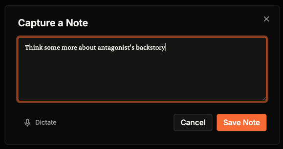 Quick note capture dialog