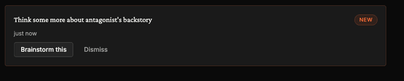 Saved note with brainstorm option